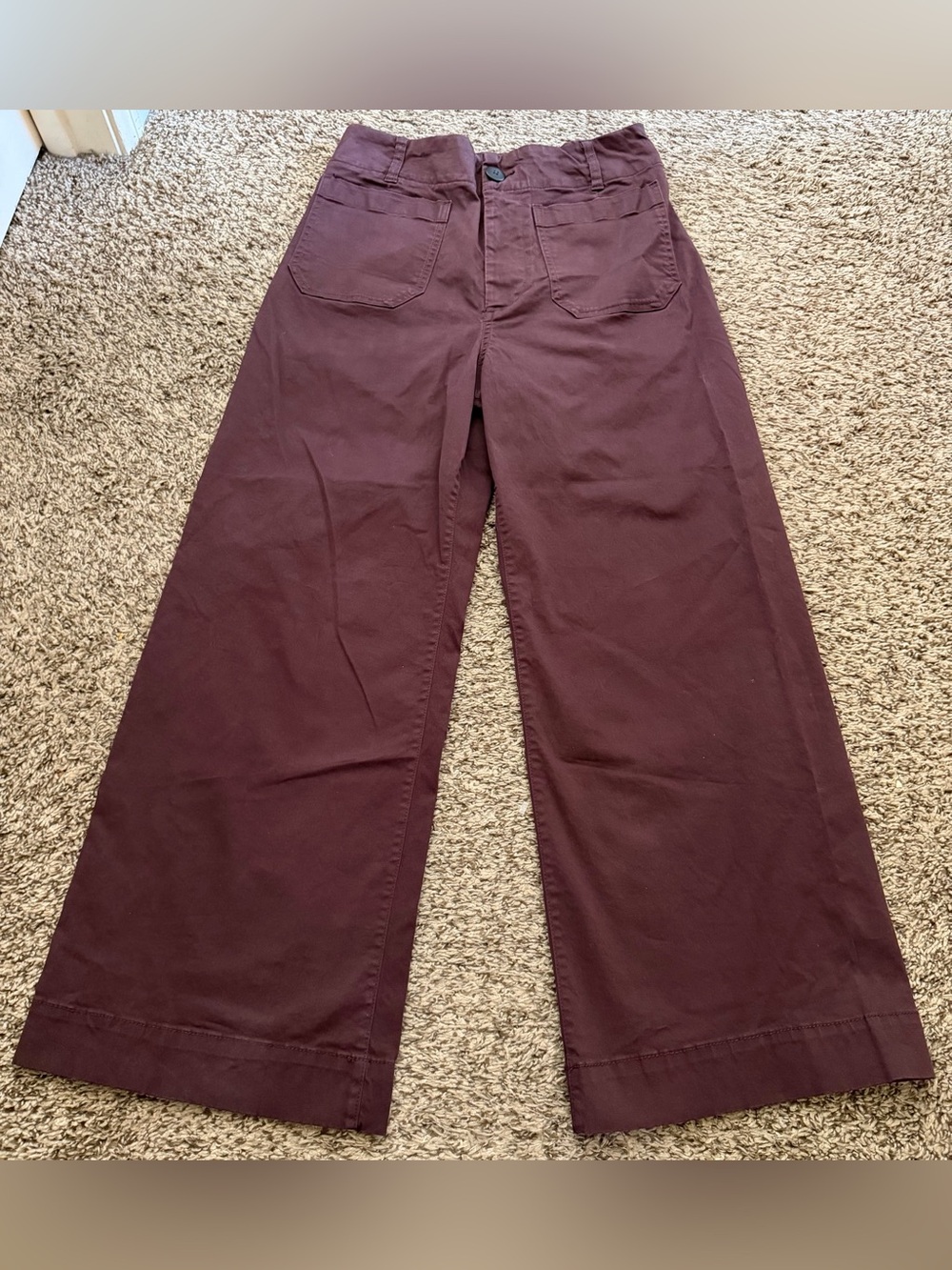 Maeve The Colette Wide Leg Pants in Deep Plum Brown size 28 - Picture 3 of 5
